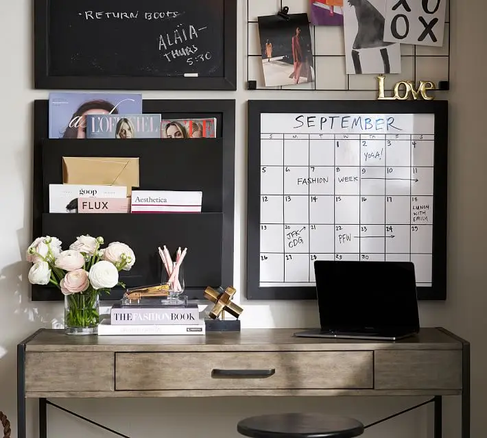 
Set of 4 Wooden Chalk board Cork board File Bin White board Daily Organization System 