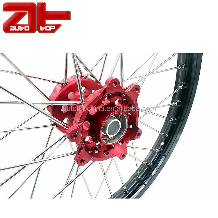 Complete Universal Including Red Hubs motorcycle wheel Stainless Steel Spoke  Motorcycle Aluminum Wheel Set