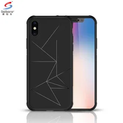 Saiboro geometric pattern tpu antiskid mobile phone case cover for iphone x 10 case with hidden magnetic car holder