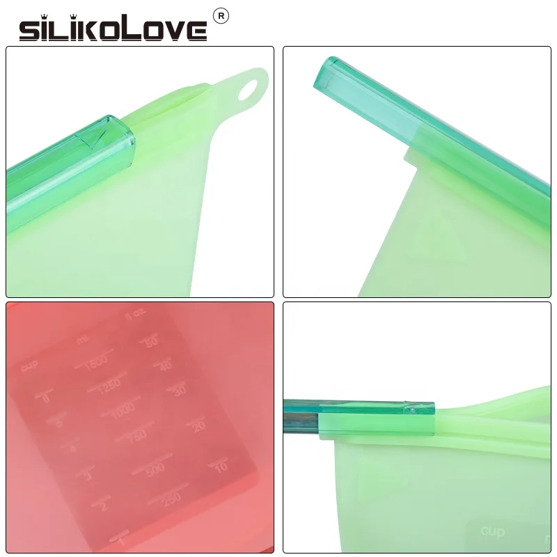 1500ml&1000ml Reusable Silicone Food Storage Bags | BEST for Sandwich, Liquid, Snack, Lunch, Fruit, Freezer Airtight Seal