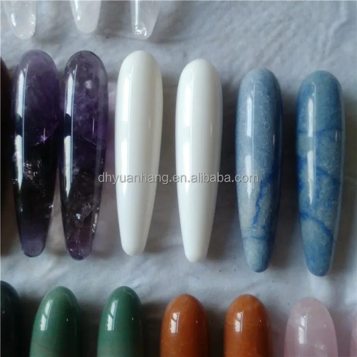 Natural assorted crystal stone massage wands rose quartz crystal yoni dildo for body use