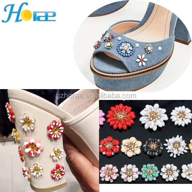 R113 cheap rhinestone flower bead shoe accessories metal shoe buckle for decoration