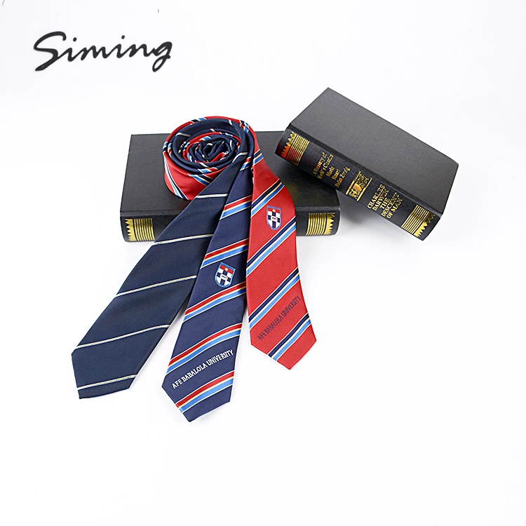 Лучшее качество, полосы, дешевая школьная униформа для колледжа, галстуки из микрофибры с двойным логотипом