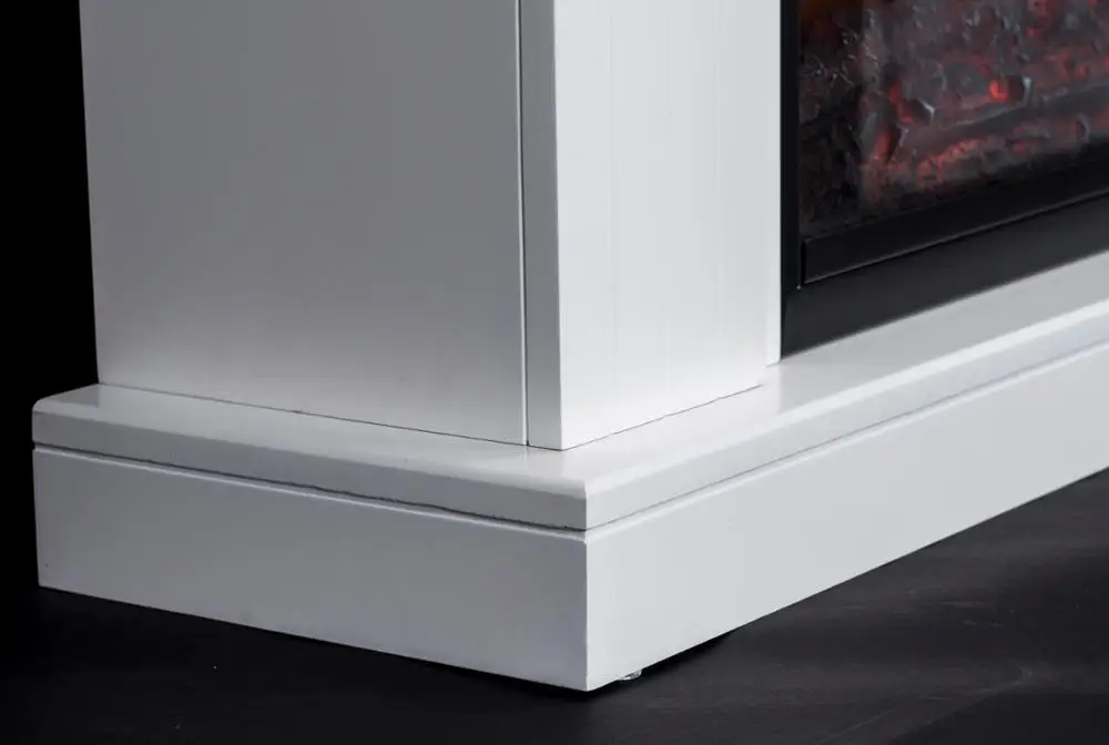 Scandinavian Simple Lines White Electric Fireplace Insert with Mantel
