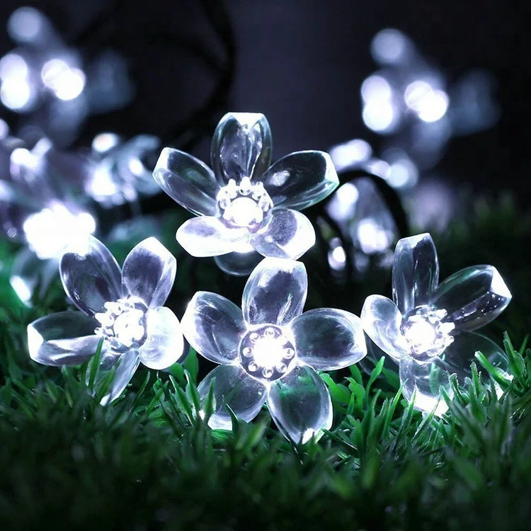 Christmas day outdoor waterproof light flower string LED solar holiday light string garden lighting decorative