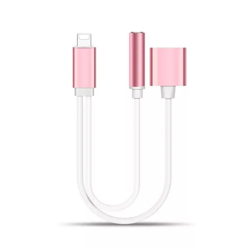 2 IN 1 male connector to 3.5MM headphone cable for IPHONE 7