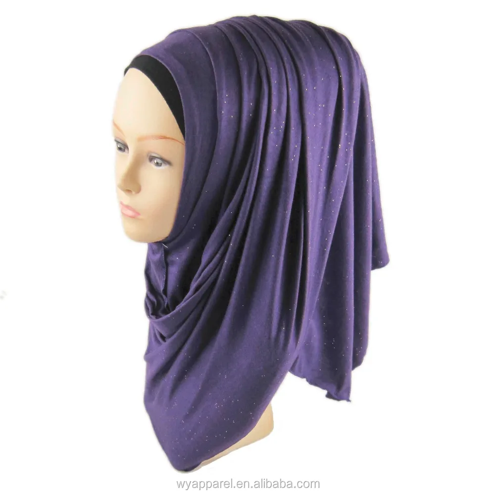 Factory wholesale collection hijab style glitter cotton jersey hijab