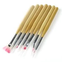 7Pcs Wooden Handle Nail Art Acrylic Design Brush Pen Polish Set Kit NB002