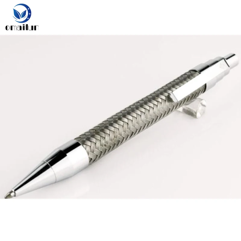 New design promotional ballpoint pen stainless steel wire braid metal pen