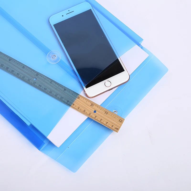 Customized PP File Bag Document Holder A4 Size Clear Plastic File Envelope Folder With Button And String