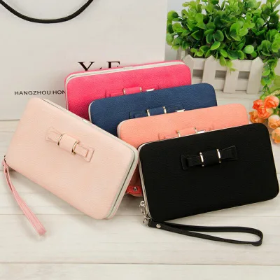 SW039 fashion clutch bag lady korean brand zipper girls wrist wallet cell phone ladies long butterfly purse
