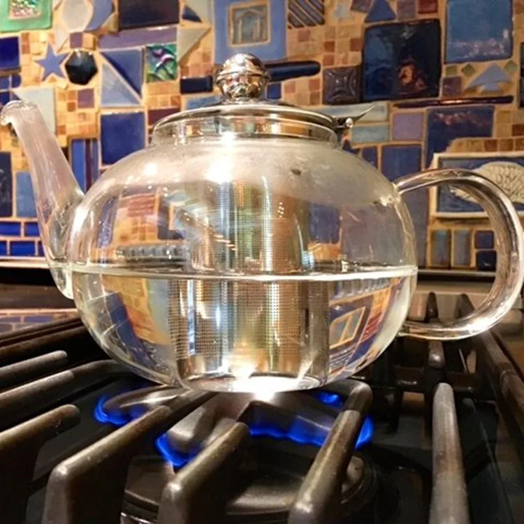 Glass Teapot Kettle with Stainless Steel Infuser Stovetop Safe Blooming and Loose Leaf Tea Large Capacity 1200ml 40oz