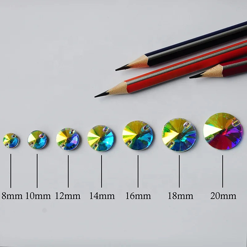 Yanruo AB Color Sew On Glass Crystal Sewing  Rhinestone Crystal Flat Back Rhinestone For Dresses