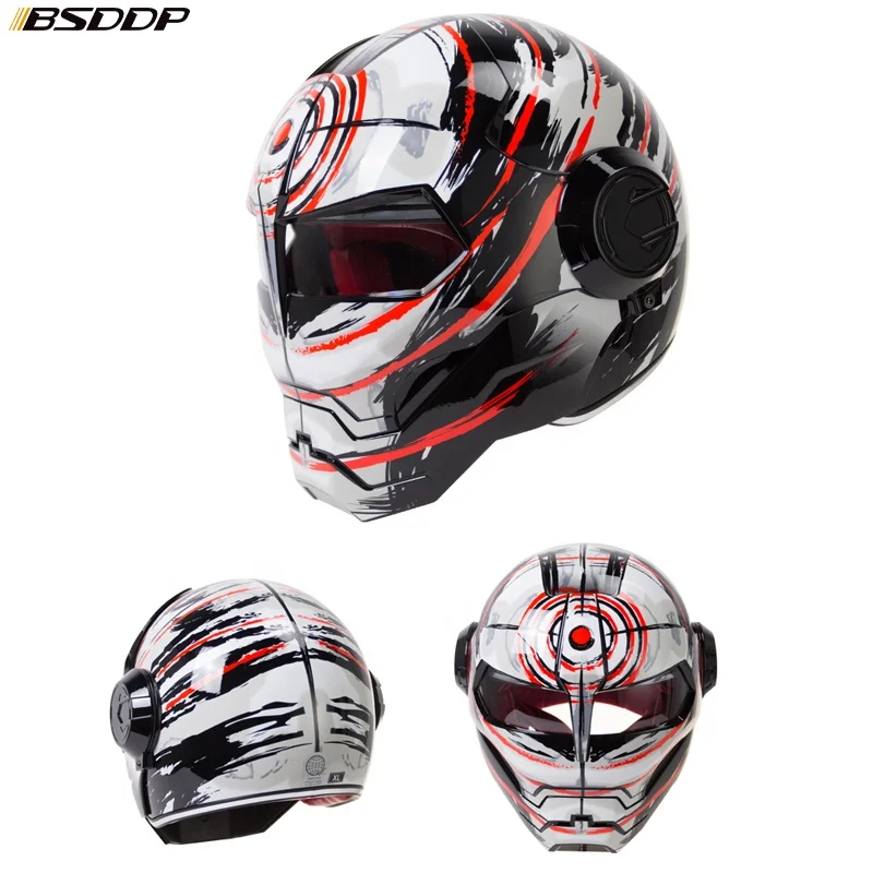 BSDDP Top ABS Moto biker Helmet Iron Man personality special fashion half open face motocross helmet matt black
