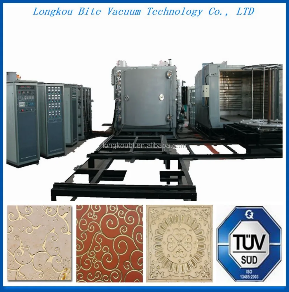 latest technology pvd lattice/mosaci gold color chrome ion depostion production line/ pvd cathode arc spraying coating machine