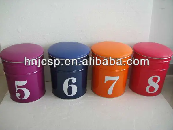 18L Multifunction Metal Barrel Bucket Stool Seat