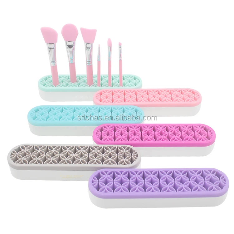Silicone Makeup Brush Holder Organizer Facial Make Up Brush Drying Rack Flower Shape Brushes Display Shelf Beauty Cosmetics