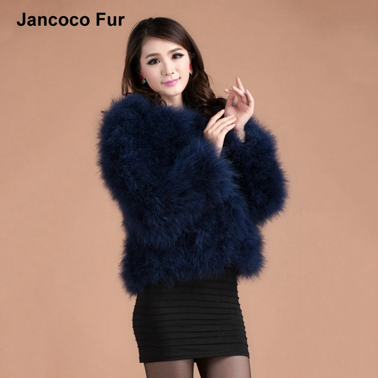 Real Ostrich Feather Coat Women High Quality Lady Genuine Turkey Fur Coat