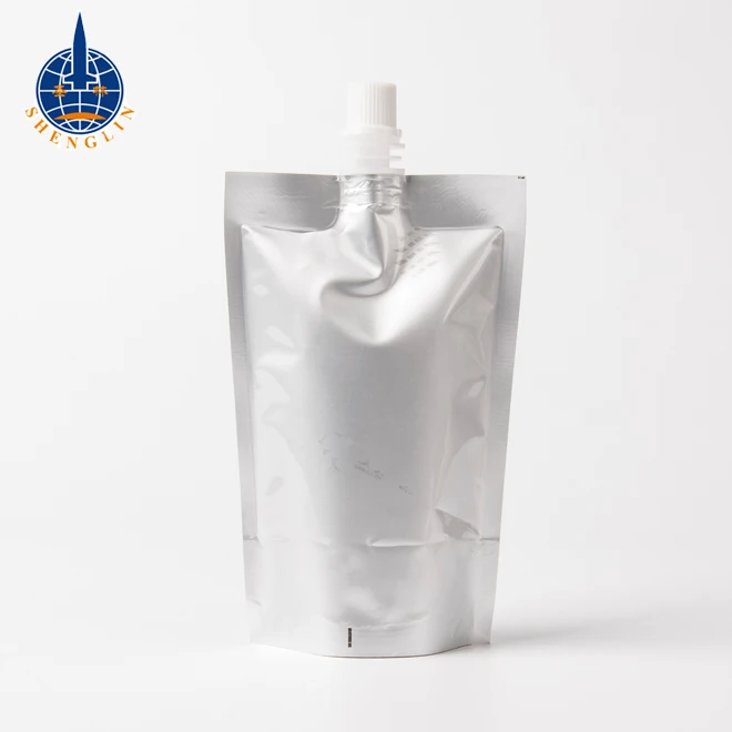 Custom aluminum foil heat seal liquid drink packaging pouch bag with spout