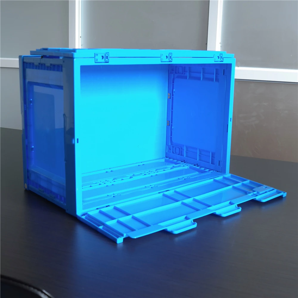 recycle plastic fold up compartment storage bulk crates box bins container boxes with lids