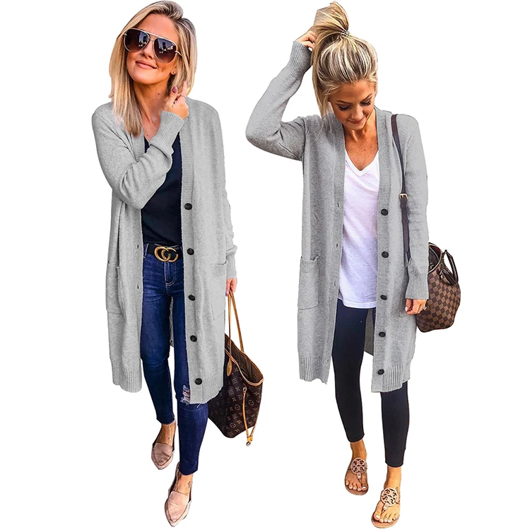 OEM ODM Wholesale M8286 fashion loose women wool blend knit blank cardigan sweaters for women white wool cardigan sweater