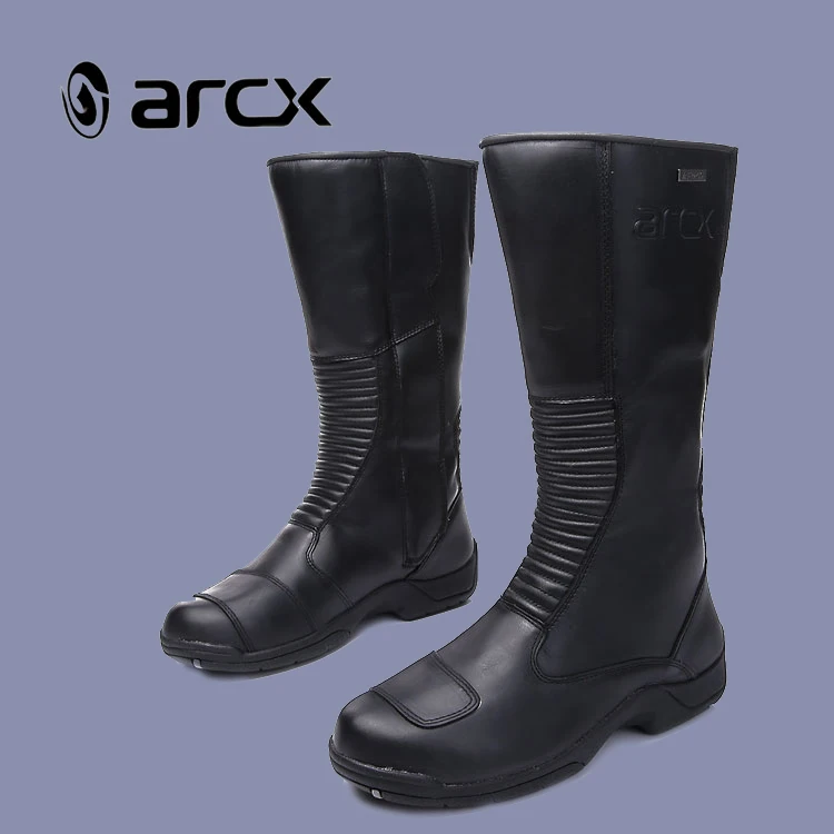 ARCX Men Motorcycle Police Patrol Riding Tall Boots Motorcycle Police Leather Riding Boots Black for Men