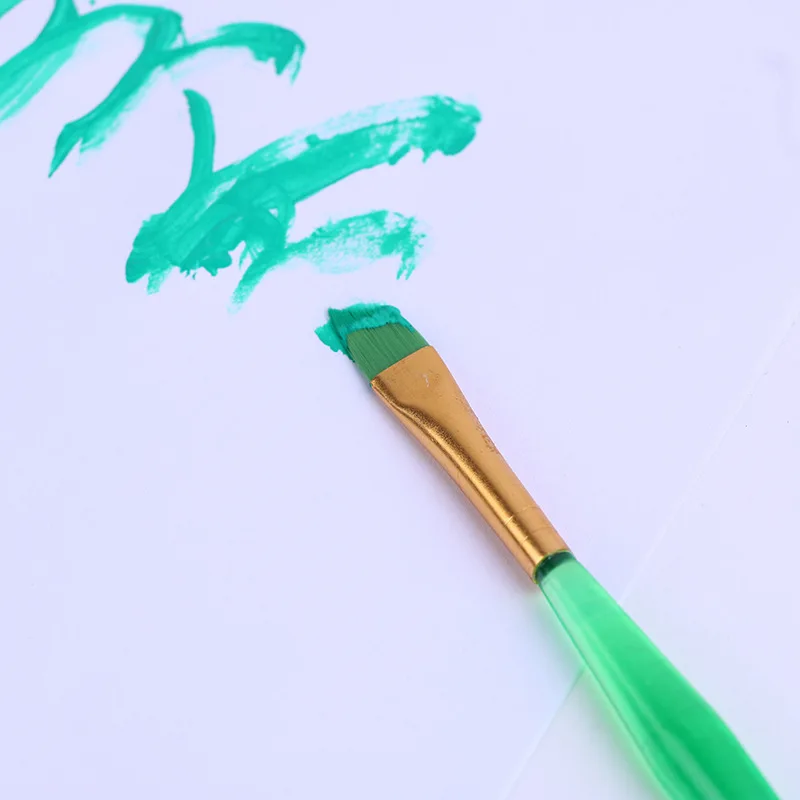 BOMEIJIA 6Pcs Plastic Watercolor Kids DIY Brush Colored Nylon Oil Acrylic Baby Paint Brush Set Art Supplies