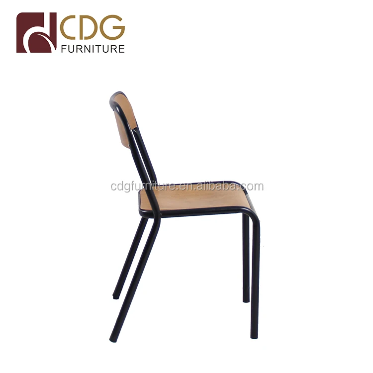 French Black Mid-Century And Modern Ergonomic Industrial Chair  European Wooden Seat Restaurant Cafe Chair