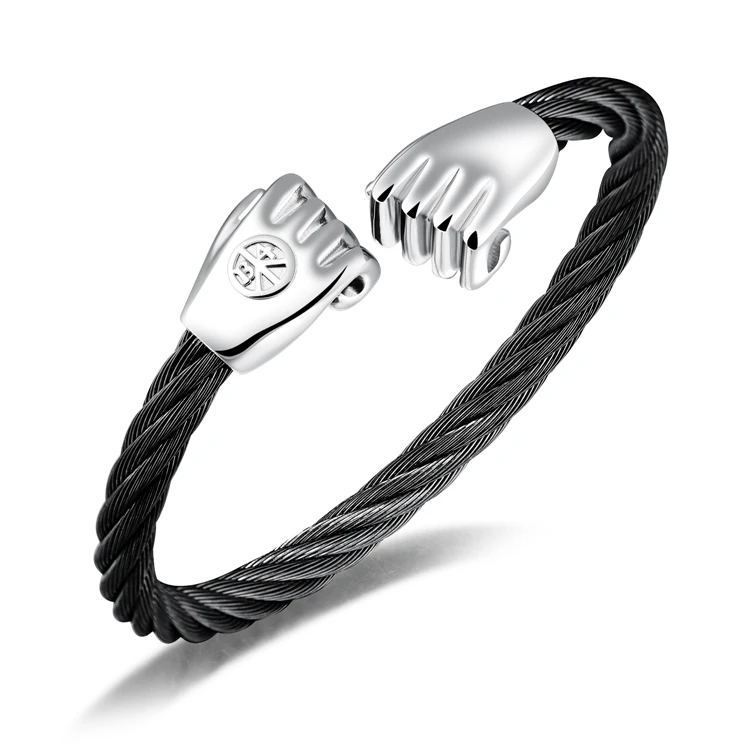 
Hot sale wholesale fashion Stainless Steel Jewelry Steel Wire Fist Shape Openning Fashion Bracelet 
