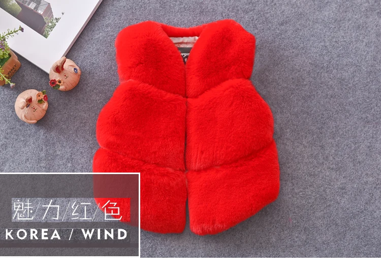 
White Wholesale Child Dress Sleeveless Waistcoat Faux Mink Fur Vest With Snap 