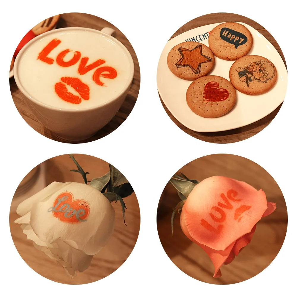 Jetvinner selfie coffee printer high quality 4 cups coffee art 3d food printer with edible ink set