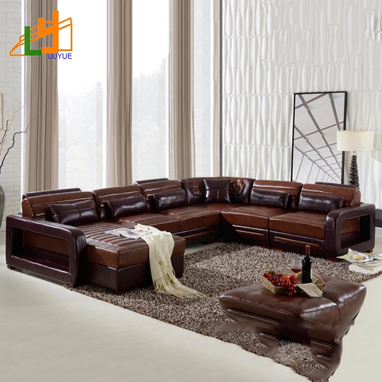 hot sale luxury style OEM ODM furniture living room 8 seater sofa sets modern leather corner sofas sectionals
