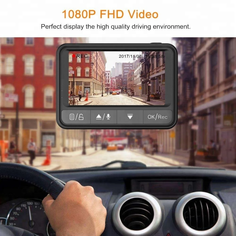 Mini 2.45 inch full hd 1080p 170 degree dual lens car dvr camera with night vision