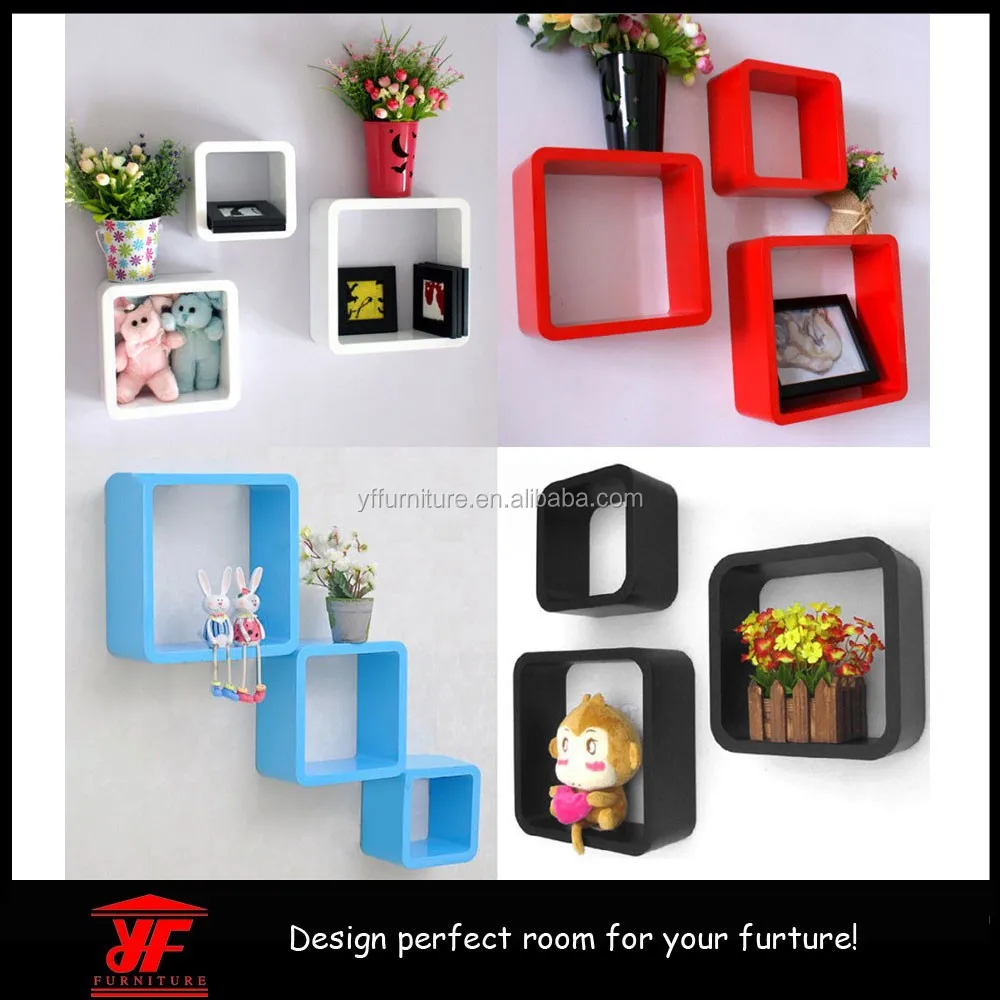 Uniifurn квадратные настенные полки, закругленные углы, набор из 3 шт.