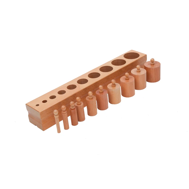 Wooden Educational Toys Montessori Teaching Toys Wood Socket Cylinder Block (Set of 4) For Toddler