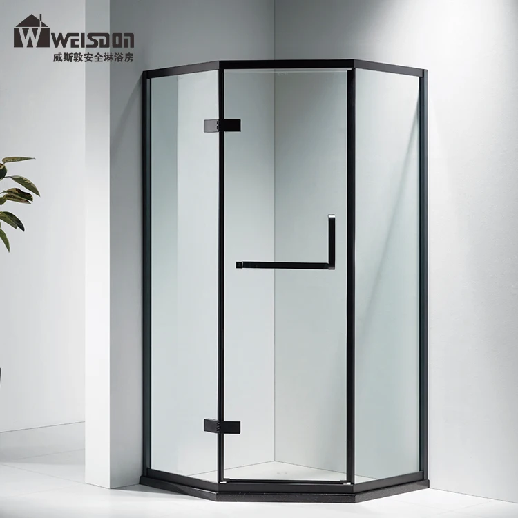 Bathroom  pivot diamond shaped glass shower enclosure