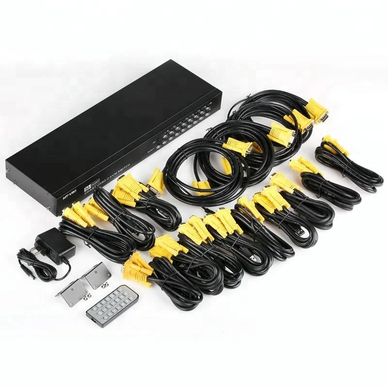 
Remote Control 16 Port Auto Vga Hot Swapping Rackmount Usb2.0 Kvm Switch 