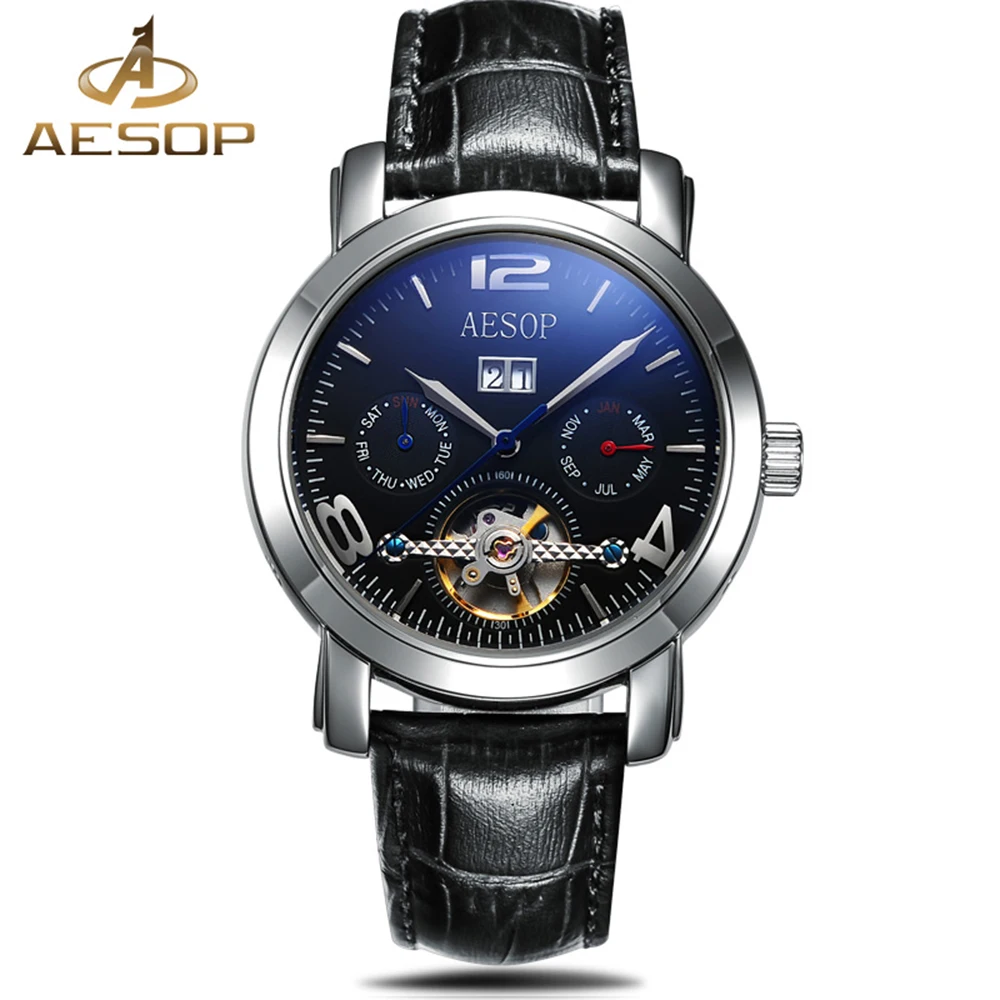 Aesop Brand Automatic Men Stainless steel band Male Clock Relogio Masculino Hodinky watch
