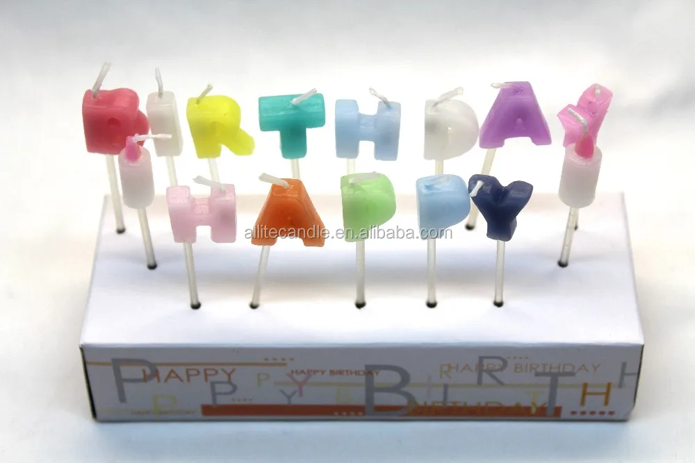 Colored Happy Birthday Letter Shape Birthday Candle in bulk