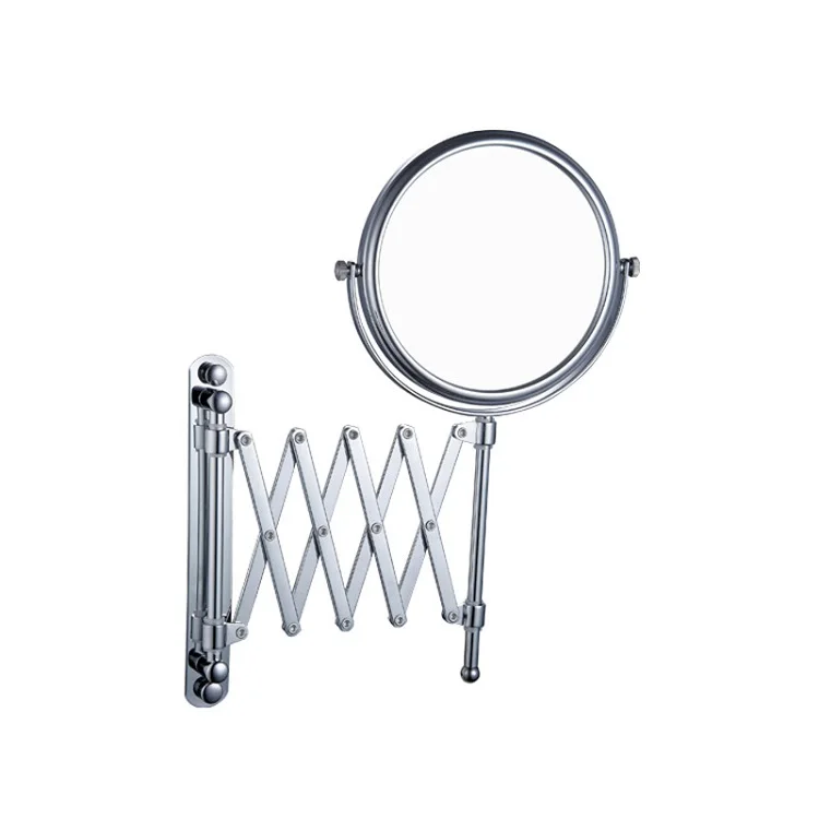 HSY-318 cute double side 3x magnifying accordion wall mounted folding cosmetic bathroom mirror
