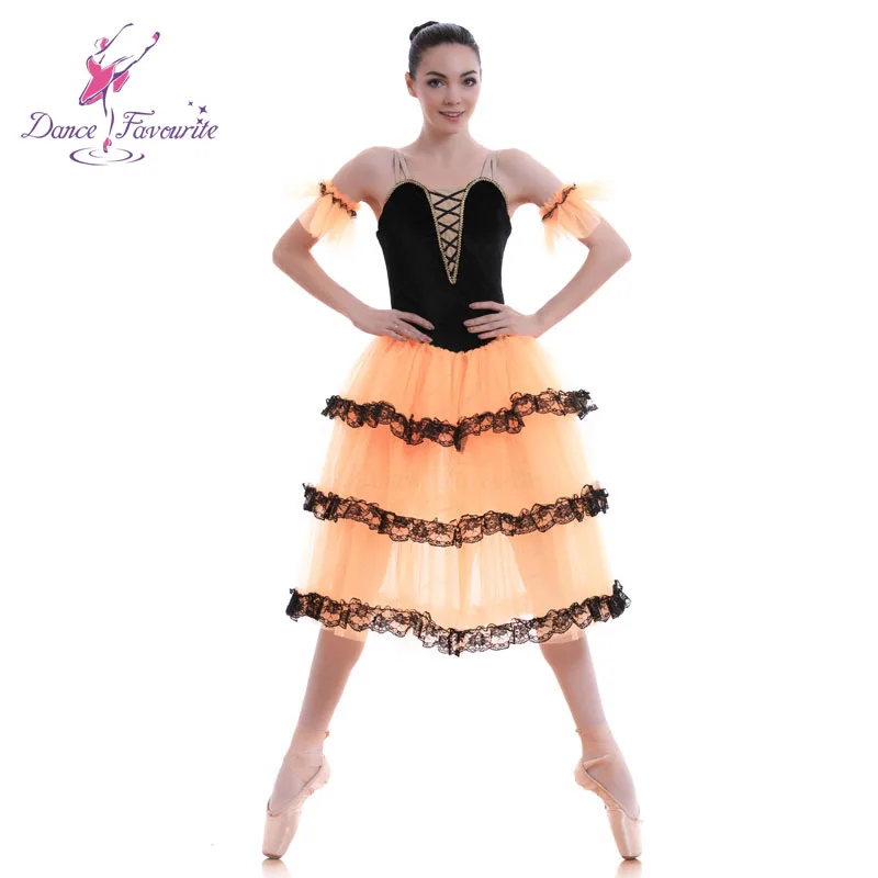 Романтическое Многоярусное платье-пачка для взрослых и девушек, красное испанское балетное длинное платье-пачка для танцев, костюмы для выступлений, 18004