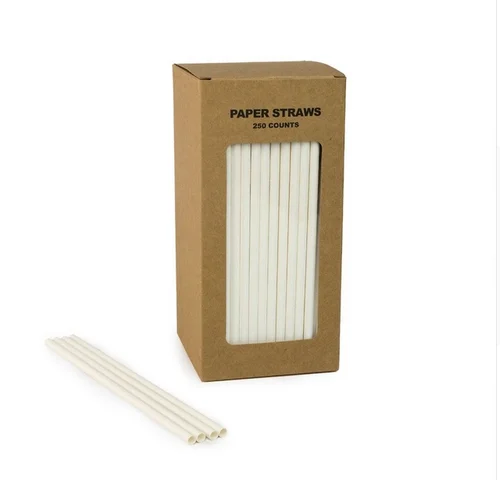 
White paper straws drinking straws packed in customized box 