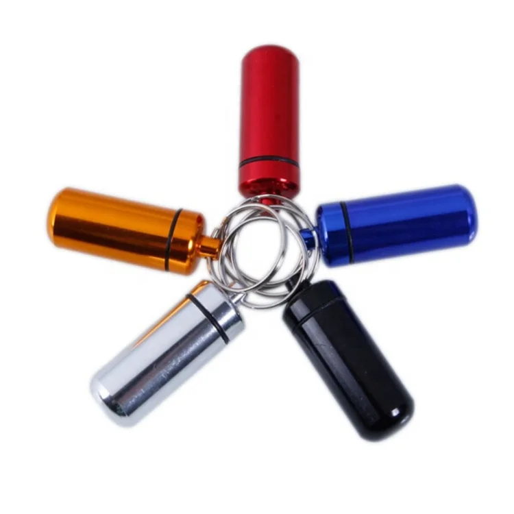Waterproof Pill Holder Metal Keychain Emergency Pill Bottle Keychain