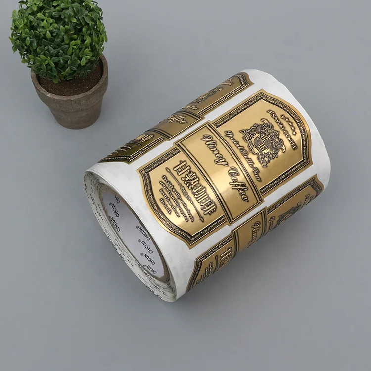 Personalized Embossed Self Adhesive Wine Bottle Label Printed Aluminum Labels