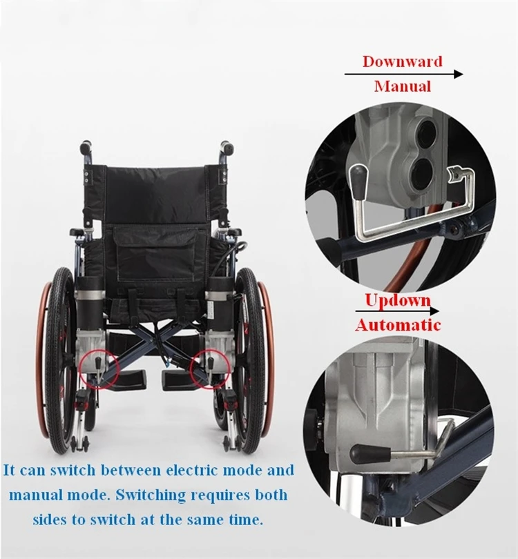 
Mini power economy remote control elderly handicapped automated folding electronic wheelchair with brushless motor 