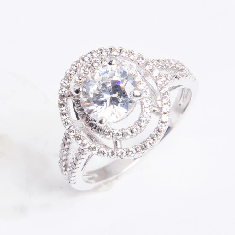 OB Jewelry-White gold brass jewelry ring 1 gram imitation diamond engagement ring