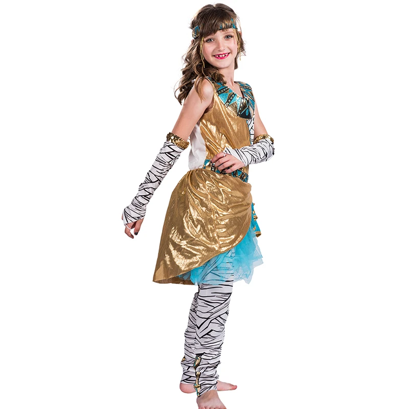 Halloween party carnival fancy dress children girls egypt mummy costume for kids