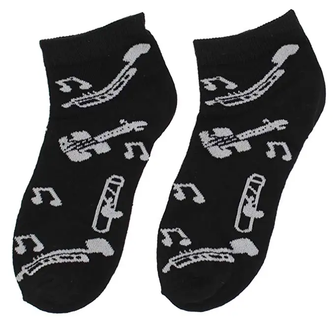Custom boys girls piano music jacquard ankle student socks for children