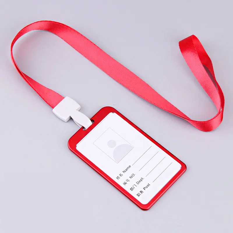 Fashion Office Metal Neck ID Badge Holder Nylon Lanyard With Plastic Hook