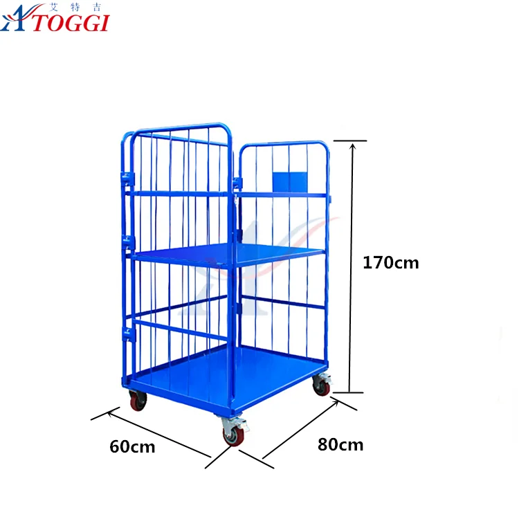 Customized folding wire mesh steel  roll container for sale